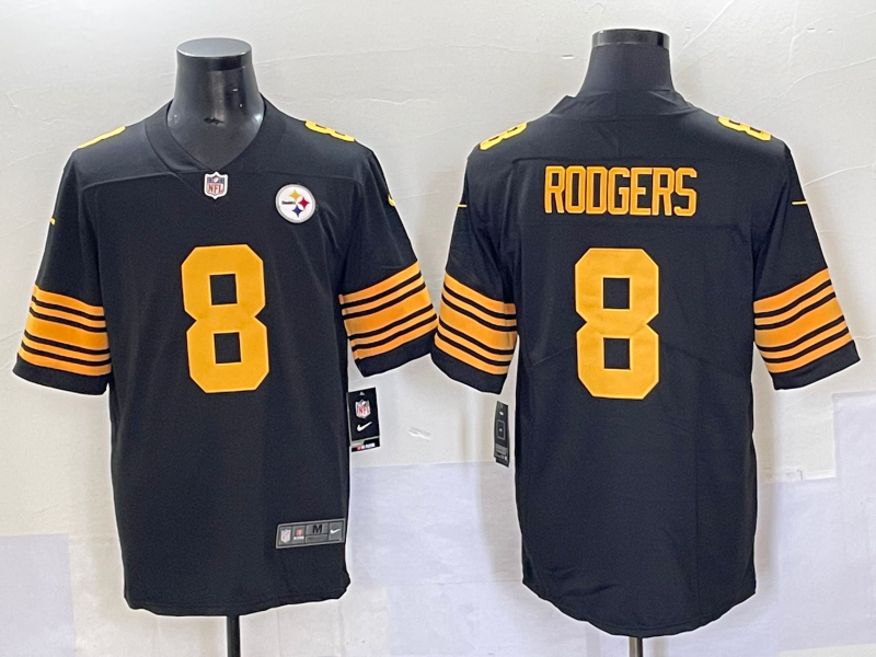 Men's Pittsburgh Steelers Aaron Rodgers #8 Black Alternate Jersey
